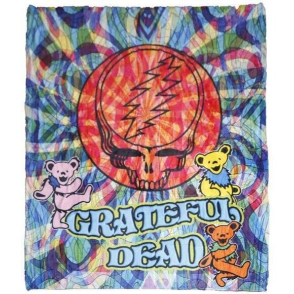 New Psychedelic Grateful Dead Plush Fleece Throw Gift Blanket Steal Your Face - Picture 1 of 3